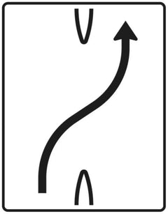 Verkehrszeichen 501-20 Überleitungstafel ? ohne Gegenverkehr ? einstreifig nach rechts - 1600x1250 2 mm RA1