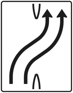 Verkehrszeichen 501-21 Überleitungstafel ? ohne Gegenverkehr ? zweistreifig nach rechts - 1600x1250 2 mm RA1