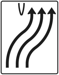 Verkehrszeichen 501-22 Überleitungstafel ? ohne Gegenverkehr ? dreistreifig nach rechts - 1600x1250 2 mm RA1