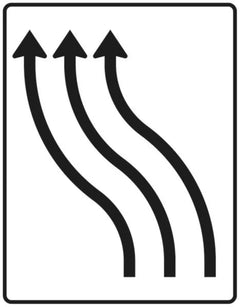 Verkehrszeichen 511-12 Verschwenkungstafel ? ohne Gegenverkehr ? dreistreifig nach links - 1600x1250 2 mm RA1