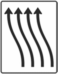 Verkehrszeichen 511-13 Verschwenkungstafel ohne Gegenverkehr 4-streifig nach links - 1600x1250 Alform RA1