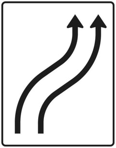 Verkehrszeichen 511-21 Verschwenkungstafel ? ohne Gegenverkehr ? zweistreifig nach rechts - 1600x1250 2 mm RA1