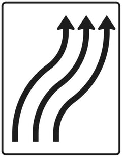 Verkehrszeichen 511-22 Verschwenkungstafel ? ohne Gegenverkehr ? dreistreifig nach rechts - 1600x1250 2 mm RA1