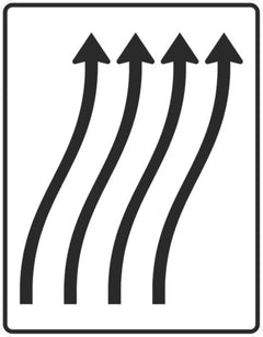 Verkehrszeichen 511-23 Verschwenkungstafel ohne Gegenverkehr 4-streifig nach rechts - 1600x1250 Alform RA1