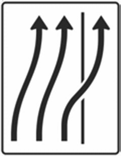 Verkehrszeichen 511-27 Verschwenkungstafel ? ohne Gegenverkehr ? dreistreifige Verschwenkung, einstreifig auf den Seitenstreifen; neues Zeichen - 1600x1250 Alform RA1