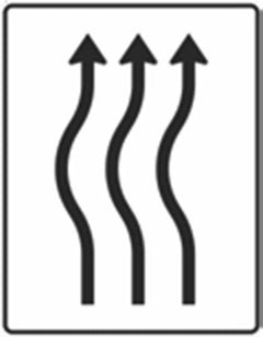Verkehrszeichen 513-12 Verschwenkungstafel kurze Verschwenkung ohne Gegenverkehr, 3-streifig nach links - 1600x1250 Alform RA1