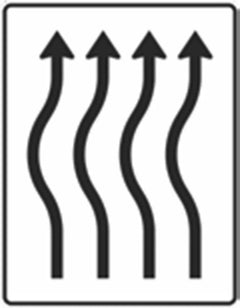 Verkehrszeichen 513-13 Verschwenkungstafel kurze Verschwenkung ohne Gegenverkehr, 4-streifig nach links - 1600x1250 Alform RA1