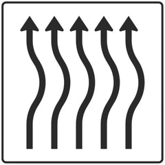 Verkehrszeichen 513-24 Verschwenkungstafel kurze Verschwenkung ohne Gegenverkehr, 5-streifig nach rechts - 1600x1600 2 mm RA1