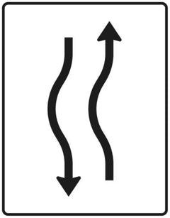 Verkehrszeichen 514-10 Verschwenkungstafel kurze Verschwenkung ? mit Gegenverkehr ? einstreifig nach links - 1600x1250 2 mm RA1