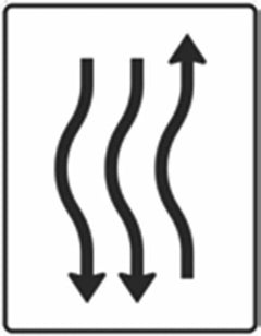 Verkehrszeichen 514-13 Verschwenkungstafel kurze Verschwenkung mit Gegenverkehr nach links 1-streifig in Fahrtrichtung und 2-streifig in Gegenrichtung - 1600x1250 Alform RA1