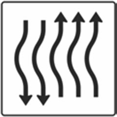 Verkehrszeichen 514-15 Verschwenkungstafel kurze Verschwenkung mit Gegenverkehr nach links 3-streifig in Fahrtrichtung und 2-streifig in Gegenrichtung - 1600x1250 Alform RA1 Astifol