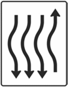 Verkehrszeichen 514-16 Verschwenkungstafel kurze Verschwenkung mit Gegenverkehr nach links 1-streifig in Fahrtrichtung und 3-streifig in Gegenrichtung - 1600x1250 Alform RA1