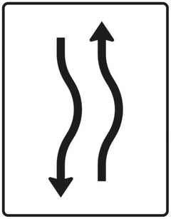Verkehrszeichen 514-20 Verschwenkungstafel kurze Verschwenkung ? mit Gegenverkehr ? einstreifig nach rechts - 1600x1250 2 mm RA1