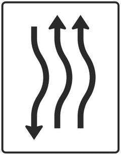 Verkehrszeichen 514-21 Verschwenkungstafel kurze Verschwenkung mit Gegenverkehr nach rechts 2-streifig in Fahrtrichtung und 1-streifig in Gegenrichtung - 1600x1250 Alform RA1