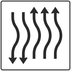 Verkehrszeichen 514-25 Verschwenkungstafel kurze Verschwenkung mit Gegenverkehr nach rechts 3-streifig in Fahrtrichtung und 2-streifig in Gegenrichtung - 1600x1250 Alform RA1