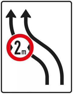 Verkehrszeichen 515-11 Verschwenkungstafel ? ohne Gegenverkehr mit integriertem Zeichen 264 StVO ? zweistreifig nach links; bisher Zeichen 515-12 - 1600x1250 2 mm RA1