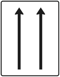 Verkehrszeichen 521-30 Fahrstreifentafel ? ohne Gegenverkehr ? zweistreifig in Fahrtrichtung - 1600x1250 2 mm RA1