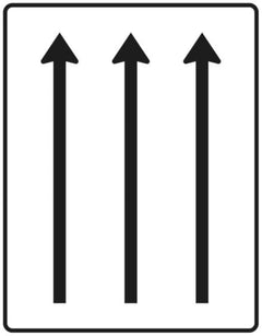 Verkehrszeichen 521-31 Fahrstreifentafel ? ohne Gegenverkehr ? dreistreifig in Fahrtrichtung - 1600x1250 2 mm RA1