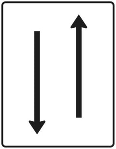 Verkehrszeichen 522-30 Fahrstreifentafel ? mit Gegenverkehr ? einstreifig in Fahrtrichtung und einstreifig in Gegenrichtung - 1600x1250 2 mm RA1