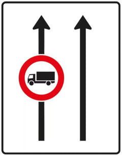 Verkehrszeichen 524-30 Fahrstreifentafel ? ohne Gegenverkehr mit integriertem Zeichen 253 ? zweistreifig in Fahrtrichtung; neues Zeichen - 1600x1250 2 mm RA1