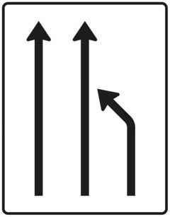 Verkehrszeichen 531-11 Einengungstafel ? ohne Gegenverkehr ? Einzug rechts, noch 2 Fahrstreifen - 1600x1250 2 mm RA1