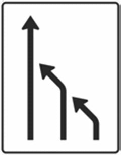 Verkehrszeichen 531-14 Einengungstafel ohne Gegenverkehr Einzug rechts, von 3 auf 1 Fahrstreifen - 1600x1250 2 mm RA1 Astifol