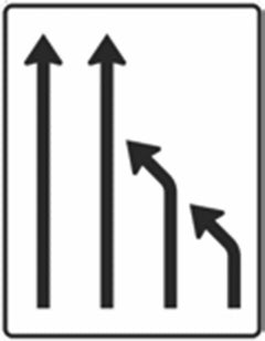 Verkehrszeichen 531-15 Einengungstafel ohne Gegenverkehr Einzug rechts, von 4 auf 2 Fahrstreifen - 1600x1250 2 mm RA1