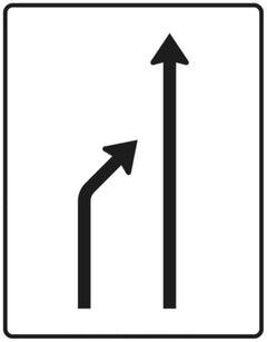 Verkehrszeichen 531-20 Einengungstafel ? ohne Gegenverkehr ? Einzug links, noch 1 Fahrstreifen - 1600x1250 2 mm RA1