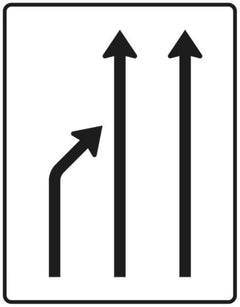 Verkehrszeichen 531-21 Einengungstafel ? ohne Gegenverkehr ? Einzug links, noch 2 Fahrstreifen - 1600x1250 2 mm RA1