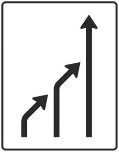 Verkehrszeichen 531-24 Einengungstafel ohne Gegenverkehr Einzug links, von 3 auf 1 Fahrstreifen - 1600x1250 2 mm RA1
