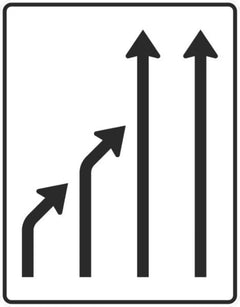 Verkehrszeichen 531-25 Einengungstafel ohne Gegenverkehr Einzug links, von 4 auf 2 Fahrstreifen - 1600x1250 2 mm RA1