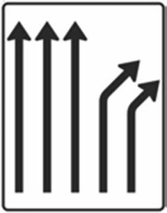 Verkehrszeichen 533-23 Trennungsstafel ohne Gegenverkehr 3-streifig durchgehend, 2-streifig rechts ab - 1600x1600 3 mm RA2 Astifol