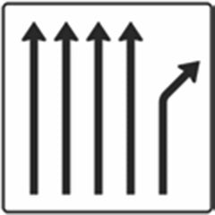 Verkehrszeichen 533-24 Trennungsstafel ohne Gegenverkehr 4-streifig durchgehend, 1-streifig rechts ab - 1600x1600 2 mm RA2 Astifol