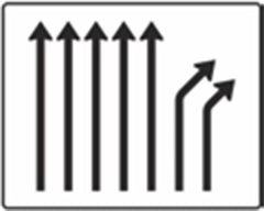 Verkehrszeichen 533-28 Trennungsstafel ohne Gegenverkehr 5-streifig durchgehend, 2-streifig rechts ab - 1600x2000 2 mm RA1