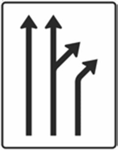 Verkehrszeichen 533-60 Trennungsstafel ohne Gegenverkehr 2-streifig durchgehend u. 1-streifig sowie aus dem rechten durchgehenden Fahrstreifen rechts ab - 1600x1250 2 mm RA1