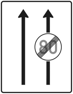 Verkehrszeichen 537-30 Fahrstreifentafel ? ohne Gegenverkehr mit integriertem Zeichen 278 ? zweistreifig in Fahrtrichtung; neues Zeichen - 1600x1250 2 mm RA1