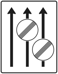 Verkehrszeichen 538-31 Fahrstreifentafel ohne Gegenverkehr mit integriertem Zeichen 282 3-streifig in Fahrtrichtung - 1600x1250 2 mm RA1