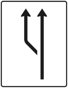 Verkehrszeichen 541-10 Aufweitungstafel ? ohne Gegenverkehr ? 1-streifig plus Fahrstreifen links - 1600x1250 2 mm RA1