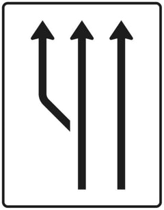 Verkehrszeichen 541-11 Aufweitungstafel ? ohne Gegenverkehr ? 2-streifig plus Fahrstreifen links - 1600x1250 2 mm RA1