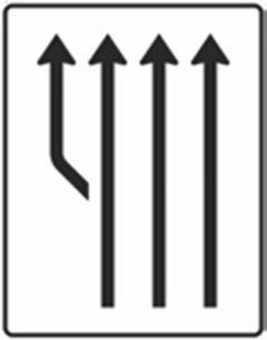 Verkehrszeichen 541-12 Aufweitungstafel ohne Gegenverkehr 3-streifig plus Fahrstreifen links - 1600x1250 2 mm RA1