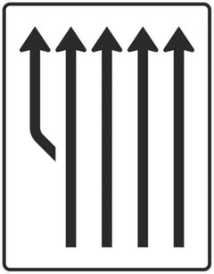 Verkehrszeichen 541-13 Aufweitungstafel ohne Gegenverkehr 4-streifig plus Fahrstreifen links - 1600x1250 2 mm RA1