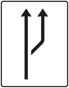 Verkehrszeichen 541-20 Aufweitungstafel ? ohne Gegenverkehr ? 1-streifig plus Fahrstreifen rechts - 1600x1250 2 mm RA1