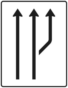 Verkehrszeichen 541-21 Aufweitungstafel ? ohne Gegenverkehr ? 2-streifig plus Fahrstreifen rechts - 1600x1250 2 mm RA1