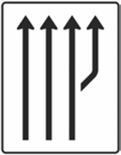 Verkehrszeichen 541-22 Aufweitungstafel ohne Gegenverkehr 3-streifig plus Fahrstreifen rechts - 1600x1250 2 mm RA1