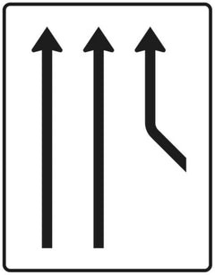 Verkehrszeichen 550-21 Zusammenführungstafel ? an durchgehender Strecke ? zweistreifig plus 1 Fahrstreifen von rechts; neues Zeichen - 1600x1250 Alform RA1