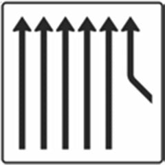 Verkehrszeichen 550-28 Zusammenführungstafel an durchgehender Strecke, 5-streifig plus 1 Fahrstreifen von rechts - 1600x1600 2 mm RA1