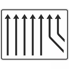 Verkehrszeichen 550-29 Zusammenführungstafel an durchgehender Strecke, 5-streifig plus 2 Fahrstreifen von rechts - 1600x1600 2 mm RA1