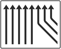 Verkehrszeichen 550-60 Zusammenführungstafel an durchgehender Strecke, 5-streifig plus 3 Fahrstreifen von rechts - 1600x1600 2 mm RA1