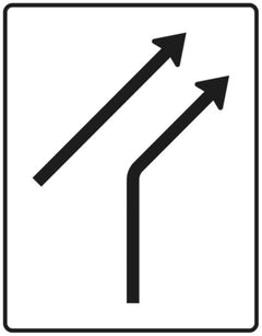 Verkehrszeichen 551-20 Zusammenführungstafel ? an einmündender Strecke ? einstreifig einmündend plus einstreifig durchgehend - 1600x1250 2 mm RA1