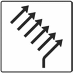 Verkehrszeichen 551-28 Zusammenführungstafel an einmündender Strecke 1-streifig einmündend plus 5-streifig durchgehend - 1600x1600 3 mm RA2